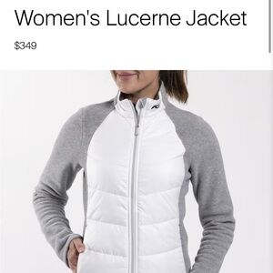 Gray and White lightweight fleece jacket  with Quilted Insulation